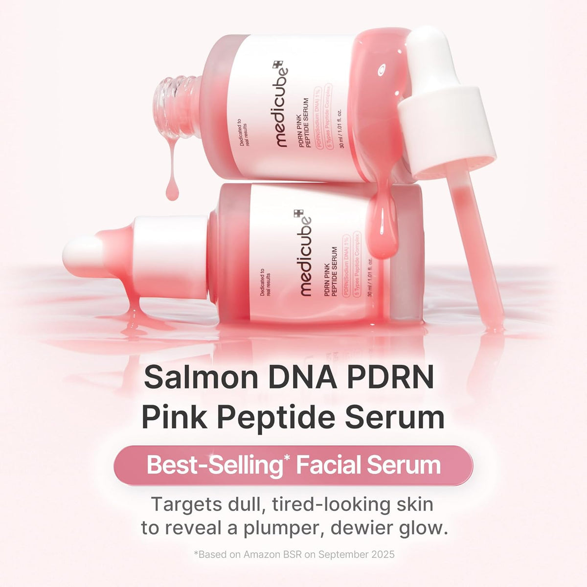 PDRN Pink Peptide Serum with Salmon DNA | Pink Glow Serum - Peptides & Niacinamide for Hydration & Firm-Looking Skin, Uneven Tone Care, Korean Skincare, 1.01 Fl. Oz