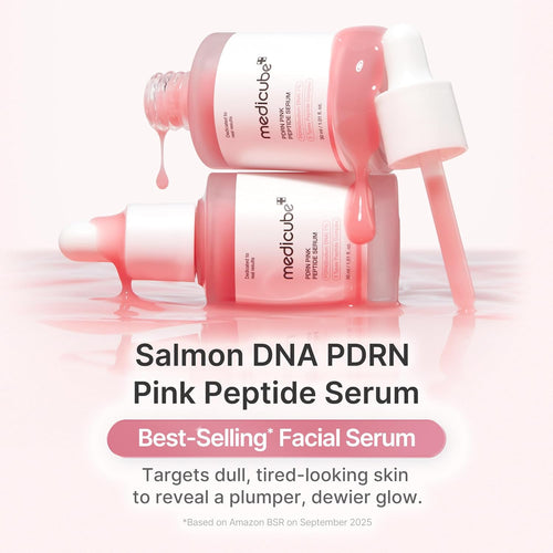 PDRN Pink Peptide Serum with Salmon DNA | Pink Glow Serum - Peptides & Niacinamide for Hydration & Firm-Looking Skin, Uneven Tone Care, Korean Skincare, 1.01 Fl. Oz
